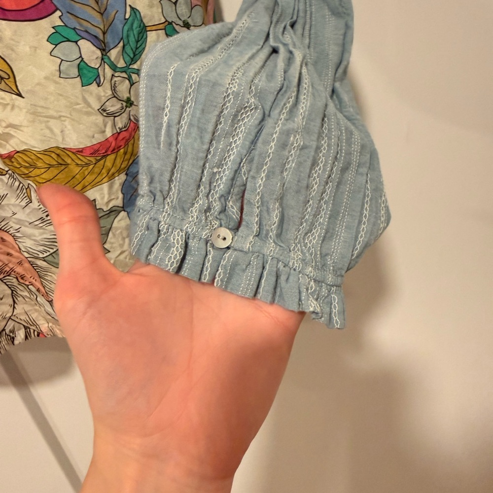 Johnny Was Light Blue Embroidered Blouse - Picture 7 of 8
